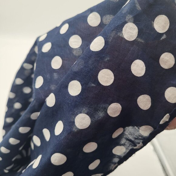 LAUREN RALPH LAUREN Womens 1X Peasant Polka Dot Blouse Semi Sheer Navy White - Picture 9 of 9